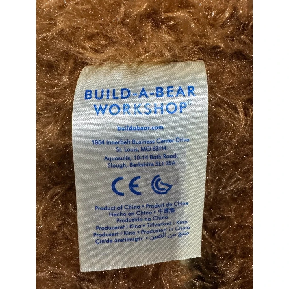 Build-A-Bear Workshop Happy Birthday Brown Plush Teddy Bear 16 Inch Shaggy Fur